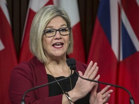NDP Leader Andrea Horwath speaks at Queen's Park in Toronto on Wednesday, March 15, 2017. (Craig Robertson/Toronto Sun)