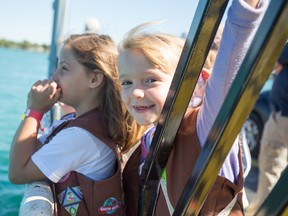 Youngsters are shown making the trip across the St. Clair River between Sombra and Michigan during last year's Girl Guides and Girl Scouts International River Crossing. The international event has survived changes in rules at the border and plans to celebrate its 50th anniversary in September. Photo courtesy of Girl Scouts of Southeastern Michigan. 
(Handout)