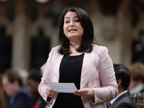 Status of Women Minister and Peterborough-Kawartha MP Maryam Monsef answers a question during Question Period in the House of Commons in Ottawa, Wednesday, March 8, 2017. THE CANADIAN PRESS/Adrian Wyld file photo