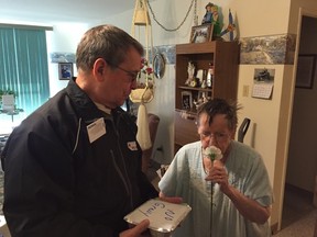 Over 150 local volunteers delivered 24,293 meals to clients across Lambton County as part of the Red Cross' local Meals on Wheels program. Here, local volunteer Brian Pigden chats with one of Meals on Wheels clients.