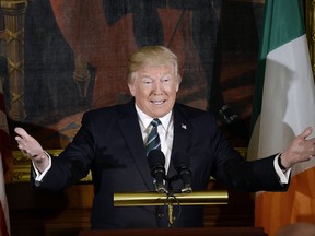 U.S. President Donald J. Trump speaks during the Friends of Ireland Luncheon at the U.S Capitol on March 16, 2017 in Washington, DC. (Olivier Douliery-Pool/Getty Images)