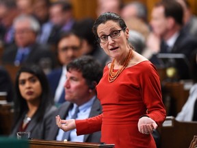 Minister of Foreign Affairs Chrystia Freeland responds to a question during question period in the House of Commons on Parliament Hill in Ottawa on Monday, March 6, 2017. THE CANADIAN PRESS/Sean Kilpatrick