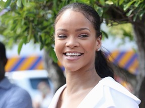 Rihanna attends the 'Man Aware' event held by the Barbados National HIV/AIDS Commission on the eleventh day of an official visit on December 1, 2016 in Bridgetown, Barbados. Prince Harry's visit to The Caribbean marks the 35th Anniversary of Independence in Antigua and Barbuda and the 50th Anniversary of Independence in Barbados and Guyana. (Photo by Chris Jackson - Pool/Getty Images)