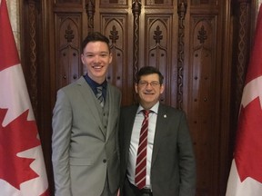 Submitted photo
Stirling-Rawdon teen Taylor Russett and MP Mike Bossio pose for a photograpg in Ottawa during Russett’s visit to the capital city. Russett was a participant in the Forum for Young Canadians program.