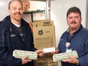 Lambton Essex Kent Egg Farmers donated 7,200 eggs to the Inn of the Good Shepherd in Sarnia, a non-profit that helps low-income people and families. Handout/Postmedia Network