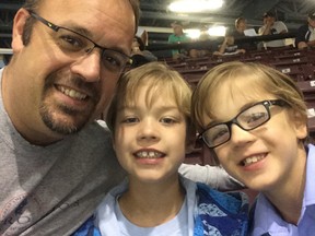 Submitted photo: Rick Bernard and his twin sons Max and Joe.