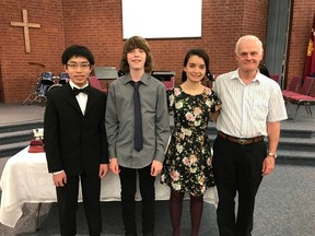 Matthew Zhou, Jonathan Renaud, Sarah Looby and Ken Jacklin, winners of the major competition for awards and scholarships.