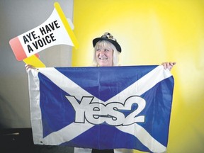 Sheila Kirk attends the Scottish National Party?s spring conference on Friday in Aberdeen, Scotland, where the issue of a second referendum for Scottish independence was a hot topic. (Jeff J Mitchell/Getty Images)