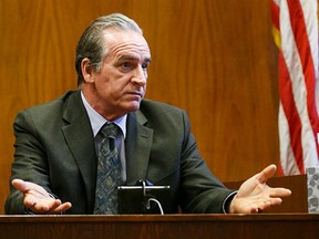 In this March 16, 2017, photo, John Rideout testifies at the Marion County Courthouse in Salem, Ore. (Molly J. Smith/Statesman Journal via AP)