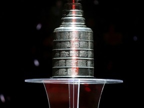 The Stanley Cup on display at the Canadian Tire Centre on Friday night.