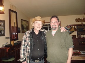 Playwrite David Scott (right) poses with Tom Connors for his The Ballad of Stompin' Tom play that premiered at Blyth in 2006. (Contributed photo).