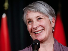 Patty Hajdu, minister of Employment, Workforce Development and Labour, speaks to reporters at a Liberal cabinet retreat in Calgary, Monday, Jan. 23, 2017. THE CANADIAN PRESS/Jeff McIntosh
