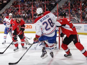 Mark Borowiecki (right) of the Senators, loves the rivalry with Montreal. Getty Images