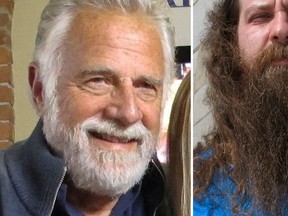 Jonathan Goldsmith (left), formerly the "most interesting man in the world" and Bryan Sturge, winner of the Vermont Beardies. (AP Photos/Lisa Rathke/Wilson Ring)