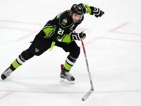 Edmonton Oil Kings forward Tyler Robertson played his final WHL Game on Sunday, March 18, 2017, against the Red Deer Rebels at Rogers Place. The Oil Kings won 5-4 in overtime. (David Bloom)