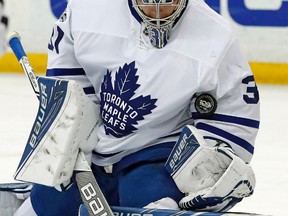 Frederik Andersen #31 of the Toronto Maple Leafs makes a save against the Tampa Bay Lightning during the second period at the Amalie Arena on March 16, 2017 in Tampa, Florida. (Photo by Mike Carlson/Getty Images)