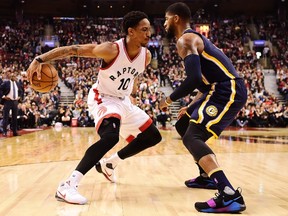 DeMar DeRozan got the better of Paul George on Sunday night. CP