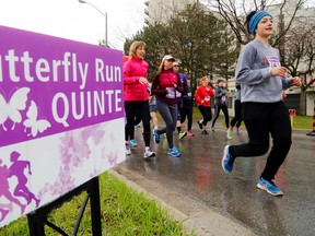 Luke Hendry/Intelligencer file photo
Runners begin the five-kilometre stretch of the Butterfly Run at Jane Forrester Park in Belleville, Ont. Sunday, May 1, 2016. This year's run will be in West Zwicks Centennial Park May 7, but early registration ends April 1. The run funds supports for families follow pregnancy and infant loss.