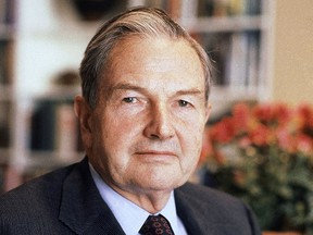 In this April 31, 1981, file photo, David Rockefeller poses for a photograph. (AP Photo/D. Pickoff, File)