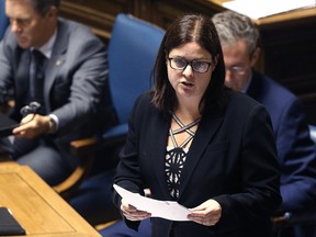 Justice Minister Heather Stefanson speaks during the Manitoba Legislature in Winnipeg on Mon., March 20, 2017. Kevin King/Winnipeg Sun/Postmedia Network