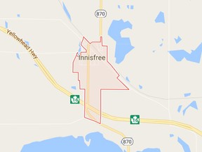 Screenshot of Innisfree, Alta. from Google Maps.