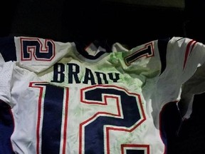 This photo released by Mexican authorities on Tuesday shows Tom Brady's Super Bowl LI jersey after it was recovered by authorities in Mexico City. (MAGO via AP)