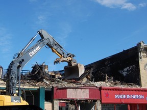 At the end of Tuesday's demolition. (Justine Alkema/Clinton News Record)