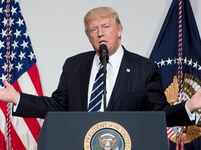 US President Donald Trump addresses the annual National Republican Congressional Committee dinner in Washington, DC, March 21, 2017.(JIM WATSON/AFP/Getty Images)