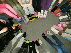 Students and staff at Ecole St-Denis in Sudbury celebrated World Down Syndrome Day 2017 by wearing funky and non-matching socks on Tuesday, March 21. Supplied photo