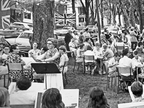 Courtesy Frontenac County Schools Museum
Charlotte Clark leads a student band at a strawberry social at Frontenac Public School in the late 1960s.