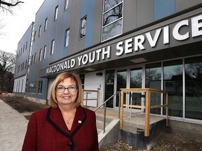 Dr. Erma Chapman, CEO of Macdonald Youth Services, stands outside its new therapeutic centre on Mayfair Avenue in Winnipeg on Thurs., March 23, 2017 after its grand opening. Kevin King/Winnipeg Sun
