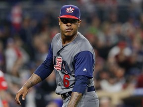 U.S. pitcher Marcus Stroman walks off the field at the end of the first inning during a World Baseball Classic game against Puerto Rico in San Diego on March 17, 2017. (Gregory Bull/AP Photo)