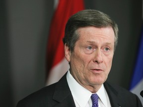 Mayor John Tory says he expects Ontario’s Liberal government will have to shell out up to 40% in matching cash for the transit and housing projects that their federal Liberal cousins are funding. (VERONICA HENRI/TORONTO SUN)