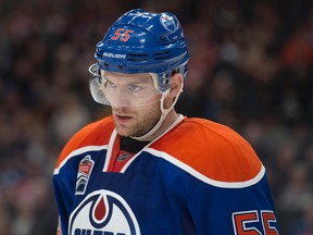 Mark Letestu (55) of the Edmonton Oilers scored his 15th goal of the season on Wednesday against the Anaheim Ducks.