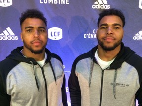 Twins Jordan and Justin Herdman both aspire to CFL careers after their run together at Simon Fraser University. (Ted Wyman/Winnipeg Sun)