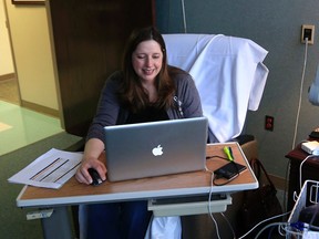 Janella Williams receives treatment at Lawrence Memorial Hospital in Lawrence, Kan., Friday, March 24, 2017. The 45-year-old graphic designer receives medication from an intravenous drip for a neurological disorder, getting the drugs that she says allow her to walk. Under her Affordable Care Act plan, she pays $480 a month for coverage and has an out-of-pocket maximum of $3,500 a year. If she were to lose it, she wouldn’t be able to afford the $13,000-a-year out-of-pocket maximum under her husband’s insurance. Her treatments cost about $90,000 every seven weeks. (AP Photo/Orlin Wagner)