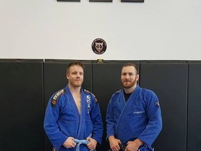 The new Huron BJJ’s head instructor Shaun Gregory with his head instructor from Stratford, Ryan O’Shea. (Submitted photo)