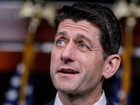 U.S. House Speaker Paul Ryan, R-Wis., announces that he is abruptly pulling the troubled Republican health care overhaul bill off the House floor, at the Capitol in Washington, Friday, March 24, 2017.   (AP Photo/J. Scott Applewhite)