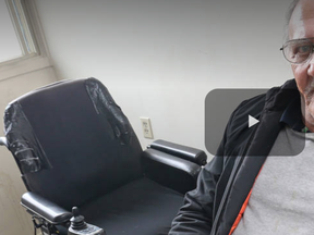 Adam Traub's new $14, 000 wheelchair is too big for him. He can barely navigate through his apartment and it doesn't fit on a regular OC Transpo bus.