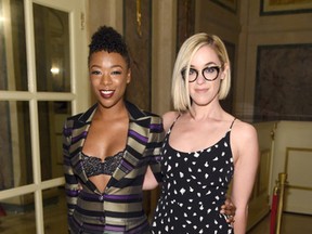 Orange Is the New Black actress Samira Wiley and writer Lauren Morelli attends the Christian Siriano show during, New York Fashion Week: The Shows at The Plaza Hotel on February 11, 2017 in New York City. (Jamie McCarthy/Getty Images for New York Fashion Week)