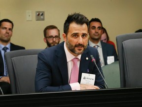 Toronto City Councillor Justin DiCiano makes a presentation on behalf of the City of Toronto to the Queen's Park Standing Committee on Finance Economic Affairs on voting reform on May 12, 2016. (Stan Behal/Toronto Sun)