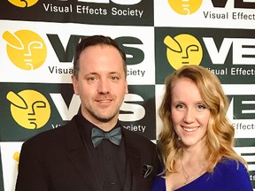 Mitchell native Tyler Kehl (left) and his girlfriend Ali Greene were honoured to attend the 2017 Visual Effects Society (VES) awards in California in February. Kehl wasn’t part of the winning team, but Greene was for her work on the motion picture Deepwater Horizon. SUBMITTED