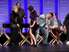 Actors Kathy Bates, Sarah Paulson, Cuba Gooding Jr. Denis O'Hare attend The Paley Center For Media's 34th Annual PaleyFest Los Angeles 'American Horror Story 'Roanoke' screening and panel at Dolby Theatre on March 26, 2017 in Hollywood, California. (Photo by Frazer Harrison/Getty Images)