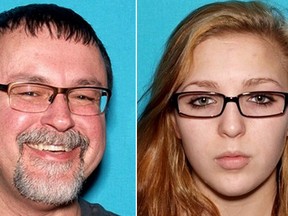 Undated photos released by the Tennessee Bureau of Investigations show Tad Cummins, left, and Elizabeth Thomas. The Tennessee Bureau of Investigation said it remains "extremely concerned" about the well-being of Elizabeth Thomas, who was last seen Monday, March 13, 2017, in Columbia, Tenn. Cummins was placed on the TBI's Top 10 Most Wanted List. (Tennessee Bureau of Investigations via AP)