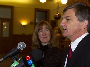 Former Liberal cabinet minister Chris Bentley with his wife Wendy Harris Bentley. (POSTMEDIA NETWORK)