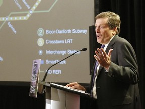Mayor John Tory speaks about the Scarborough subway at the Scarborough Business Association's annual Mayor's Lunch on Monday, March 27, 2017. (Michael Peake/Toronto Sun)