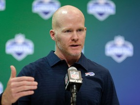 Bills head coach Sean McDermott speaks during a press conference at the NFL Combine in Indianapolis on March 1, 2017. (Michael Conroy/AP Photo)