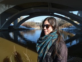 Volunteer Sahra Deagle along the Whitemud Creek at Fox Dr., was one of 68 who helped CreekWatch measure the health of 10 urban creeks in Alberta over the last year, in Edmonton, Tuesday, March 28, 2017. Ed Kaiser/Postmedia