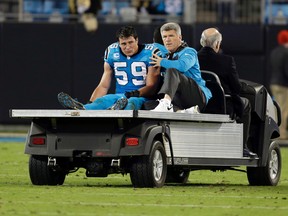 Panthers linebacker Luke Kuechly (59) suffered a concussion during a game last season. (Bob Leverone/AP Photo/Files)
