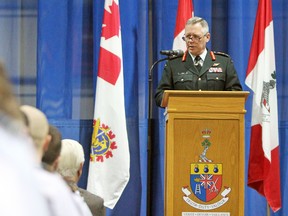Gen. Jonathan Vance, Chief of Defence Staff, addresses a town hall at Royal Military College on Wednesday. (Steph Crosier/The Whig-Standard)